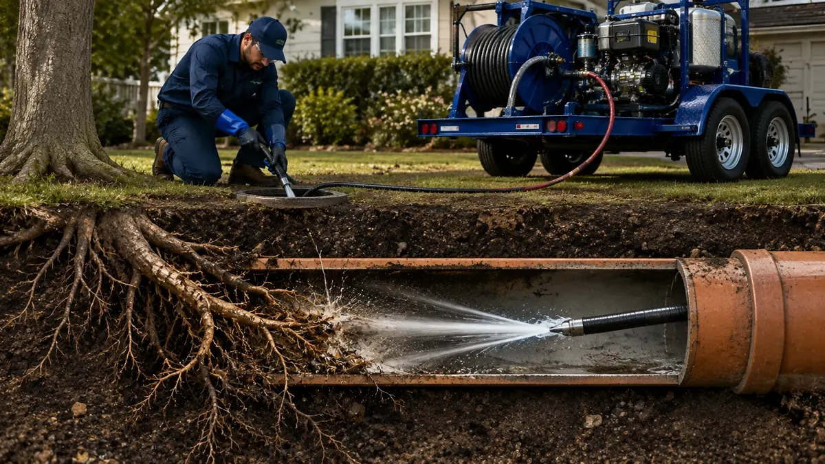 Tree Root Removal with Hydro Jetting in Covina